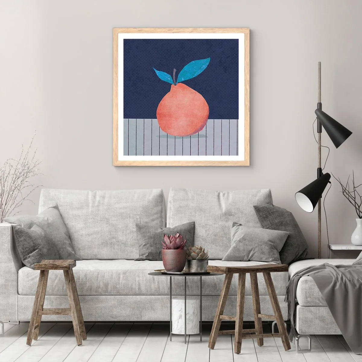 Poster în ramă de stejar deschis - Convexitate și plan - 50x50 cm