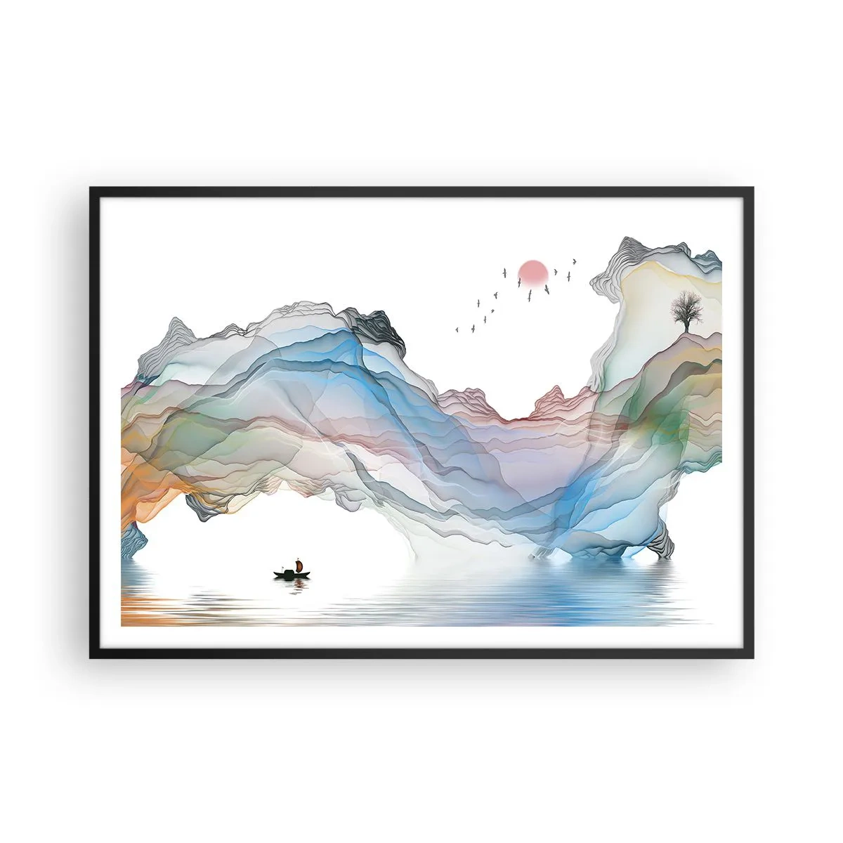Poster în ramă neagră - Spre munții de cristal - 100x70 cm