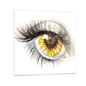 Tablou pe sticlă - O privire la fel de fierbinte ca vara - 50x50 cm