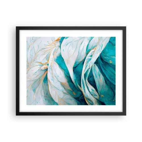 Poster în ramă neagră - Abstractul albastru cu motiv auriu - 50x40 cm