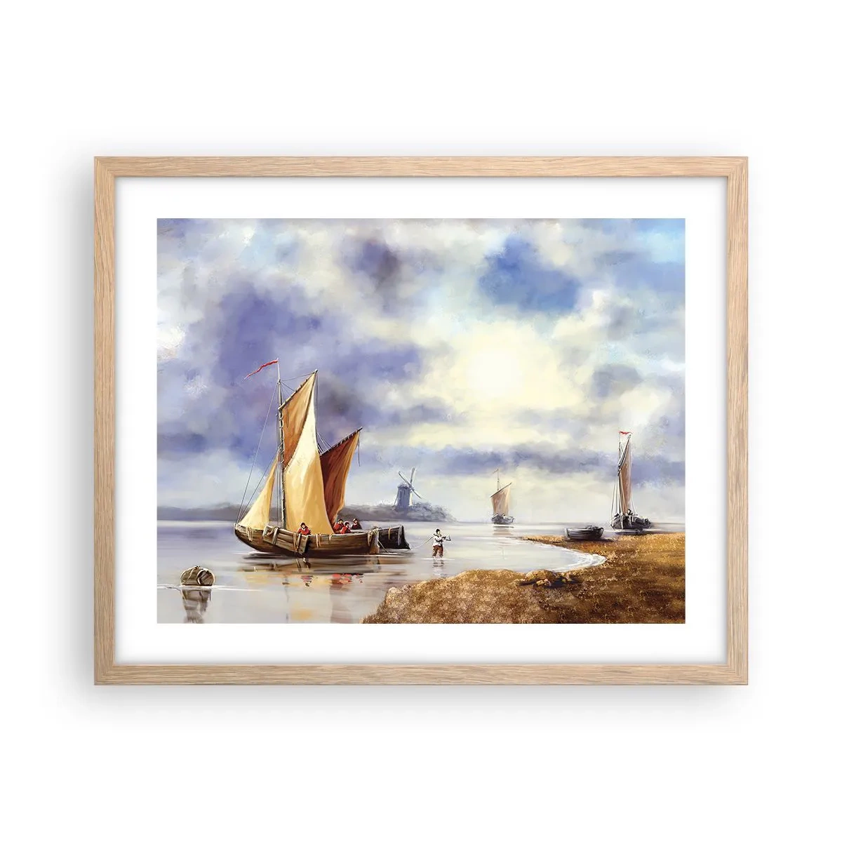 Poster în ramă de stejar deschis - Întoarcerea marinarilor - 50x40 cm