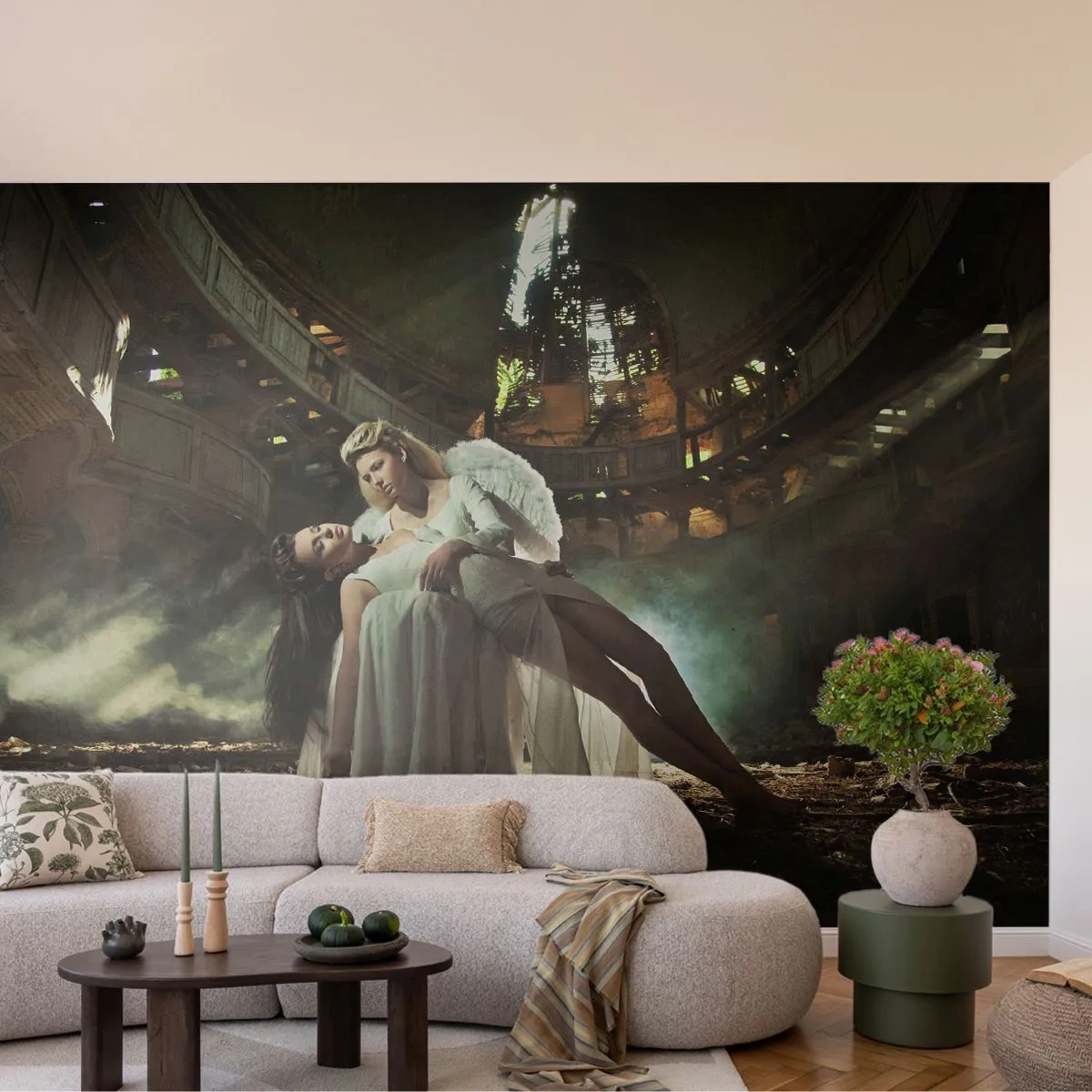 Tapet Premium Canvas - Spiritul vechiului teatru - Femeie, Înger, Bucată - 250x175 cm