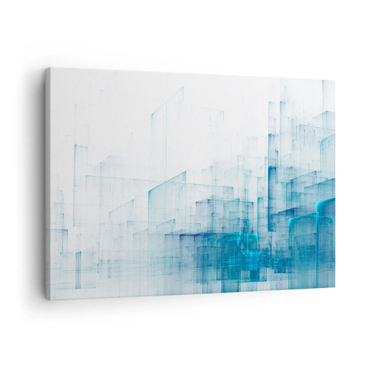 Tablou pe pânză Canvas - Forme geometrice abstracte în nuanțe de albastru - 70x50cm - Cum a apărut spațiul - Decorațiune modernă pentru perete pentru living și dormitor ARTTOR