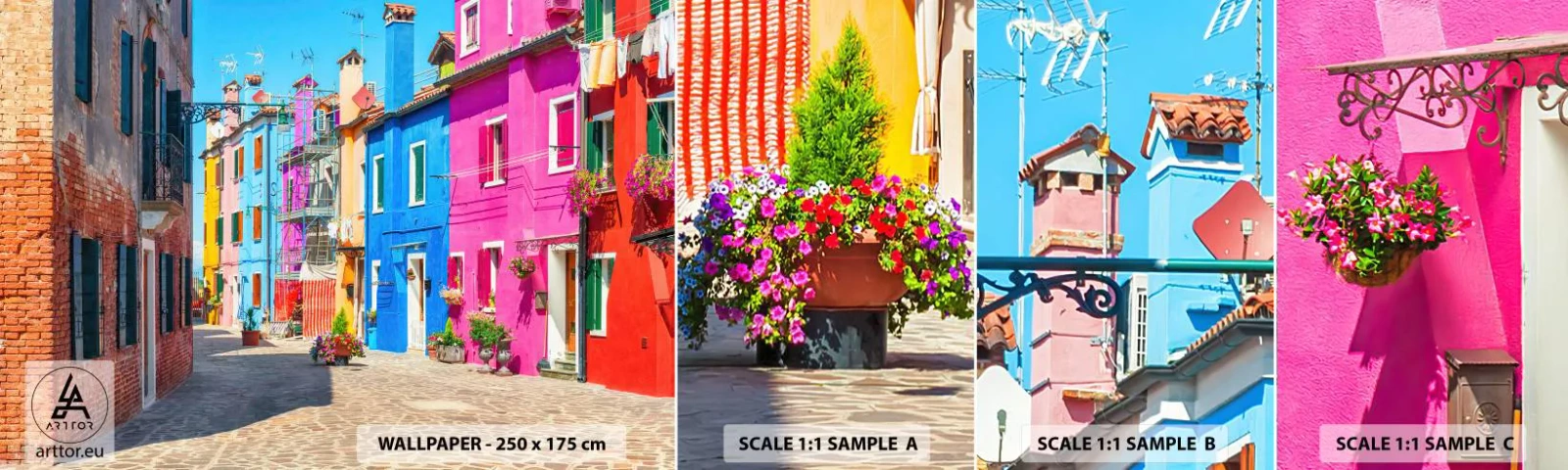 Mostră de Tapet Standard Eco - Orașul "Sub papagali" - Oraș, Italia, Arhitectură - 100x30 cm