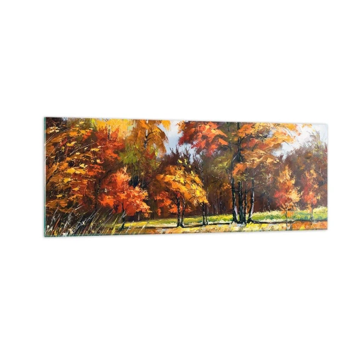 Tablou pe sticlă - Peisaj în aur și bronz - 140x50 cm
