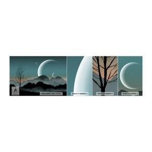 Mostră tapet autocolant Deluxe Sticker - Carnavalul unei nopți înstelate - Abstracția, Peisaj, Munţi - 100x30 cm