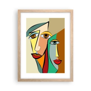 Poster în ramă de stejar deschis - Cuplu cubist - 30x40 cm