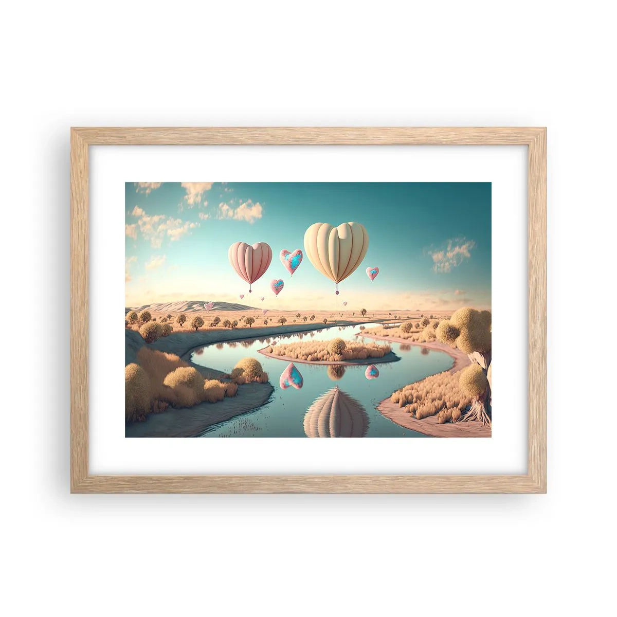 Poster în ramă de stejar deschis - Iubirea ne înalță - 40x30 cm