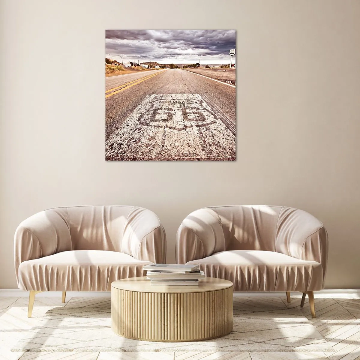 Tablou pe sticlă - Mother Road - o legendă americană - 30x30 cm