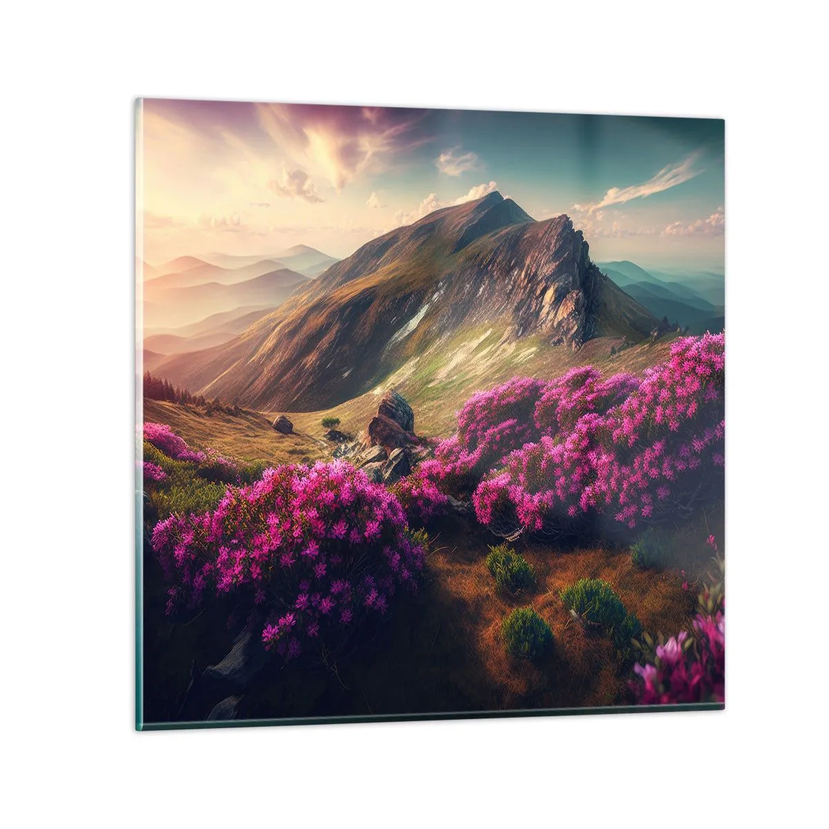 Tablou pe sticlă - Vara la munte - 30x30 cm