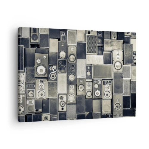 Tablou pe pânză Canvas - Colecție de boxe în stil retro - 70x50cm - Și totul este în regulă - Decorațiune modernă pentru perete pentru living și dormitor ARTTOR