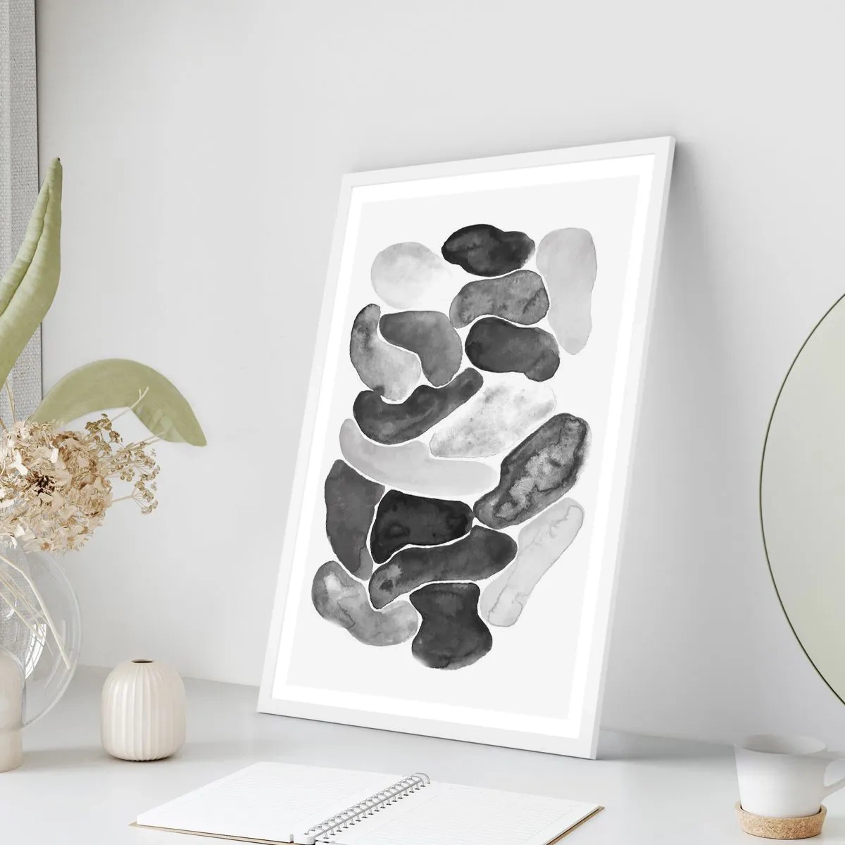 Poster în ramă albă - Abstracție pietroasă - 50x70 cm