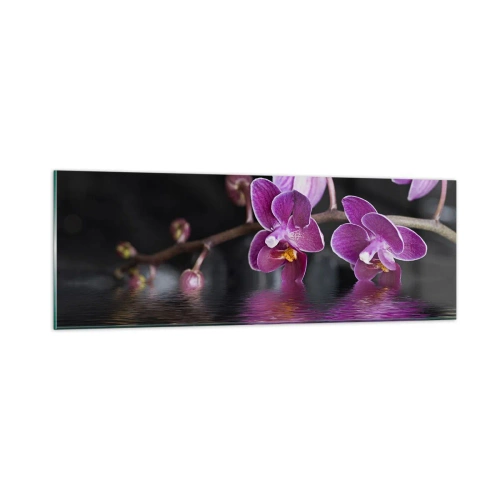Tablou pe sticlă - Reflecție de frumusețe în liliac - 90x30 cm