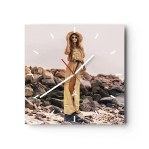 Ceas de perete - Ceas pe sticlă - Magia pietrelor - 40x40 cm