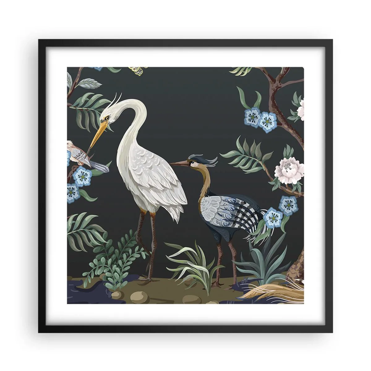 Poster în ramă neagră - Parada păsărilor - 50x50 cm