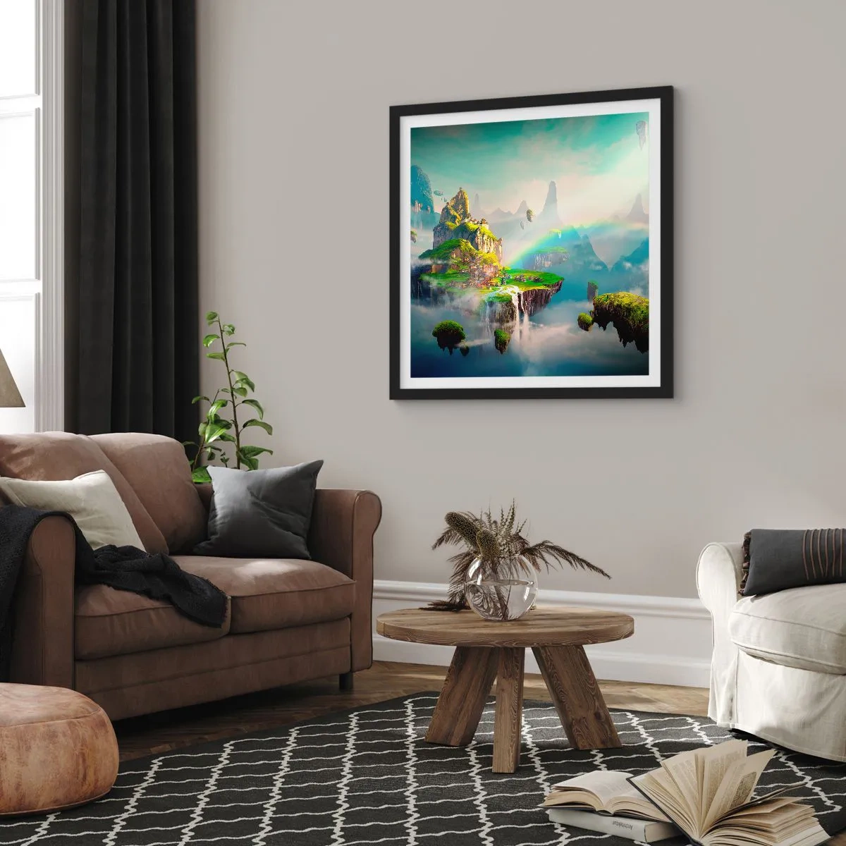 Poster în ramă neagră - Insule fericite - 60x60 cm