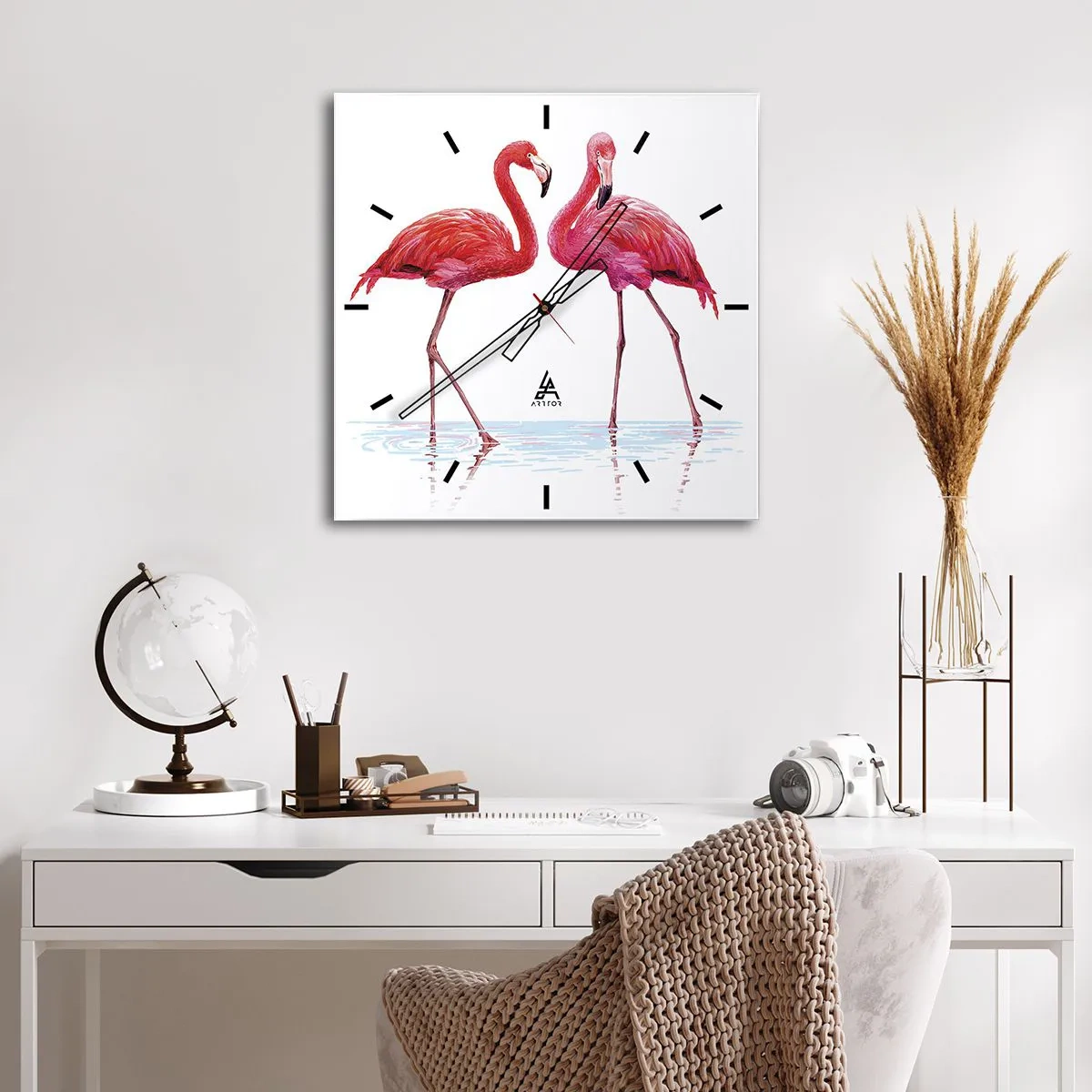 Ceas de perete - Ceas pe sticlă - Pink randez-vous - 30x30 cm