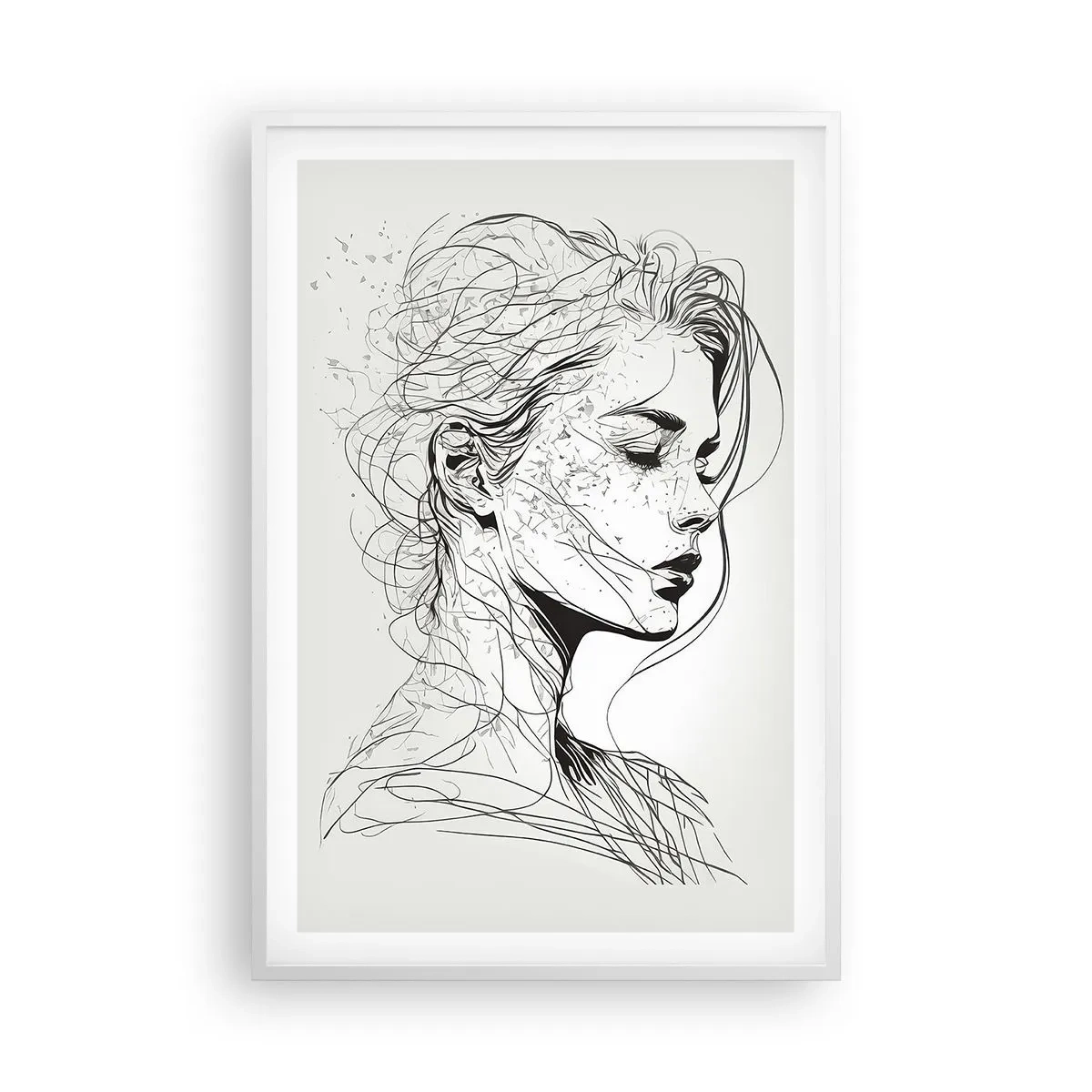 Poster în ramă albă - Desenată cu linii - 61x91 cm
