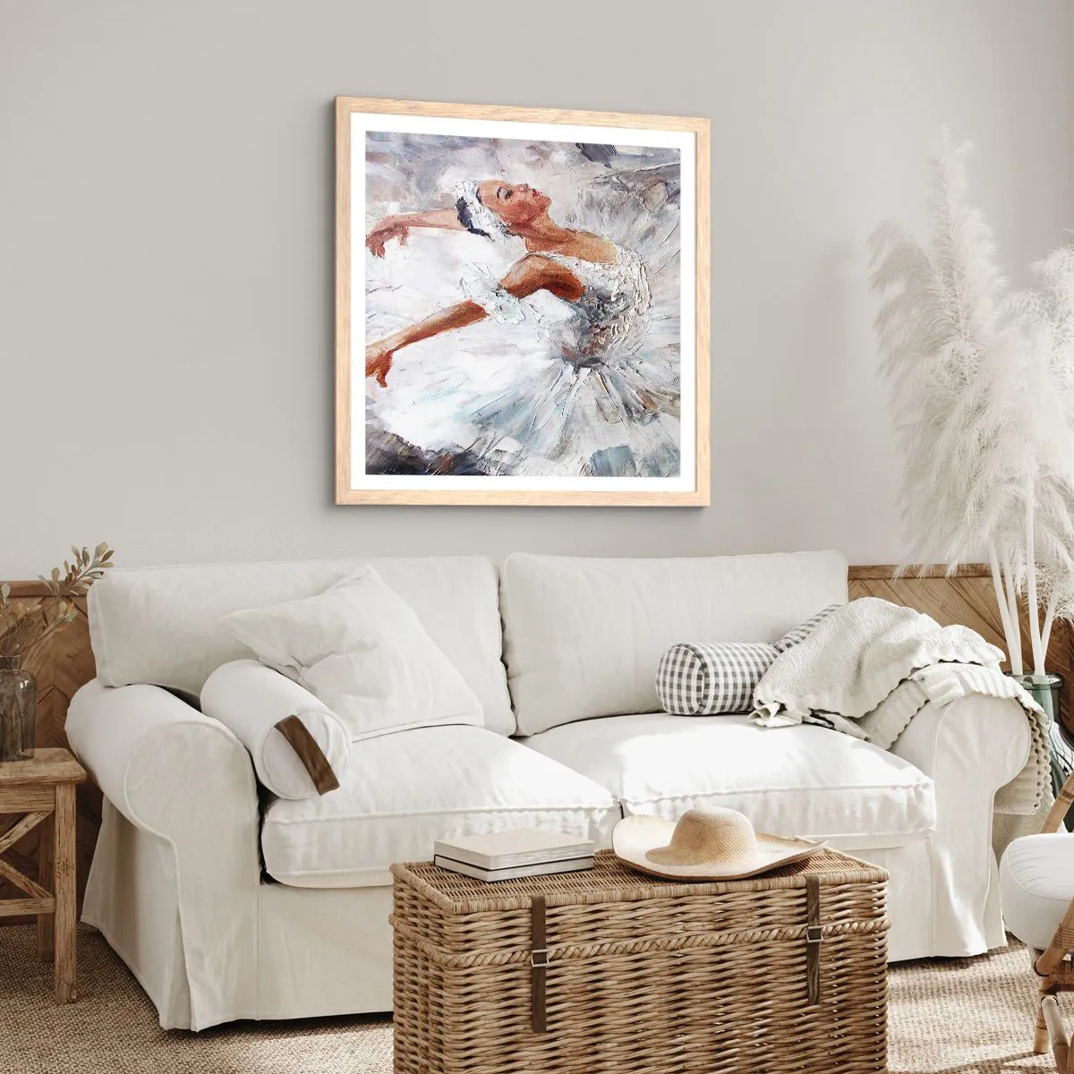 Poster în ramă de stejar deschis - Moale și ușoară ca tulul - 60x60 cm