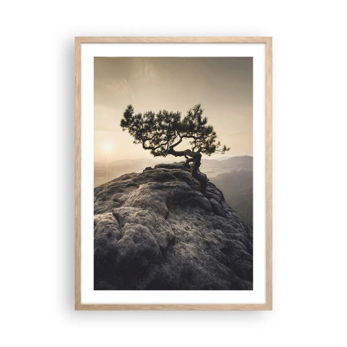 Poster în ramă de stejar deschis - Viața învinge întotdeauna - 50x70 cm