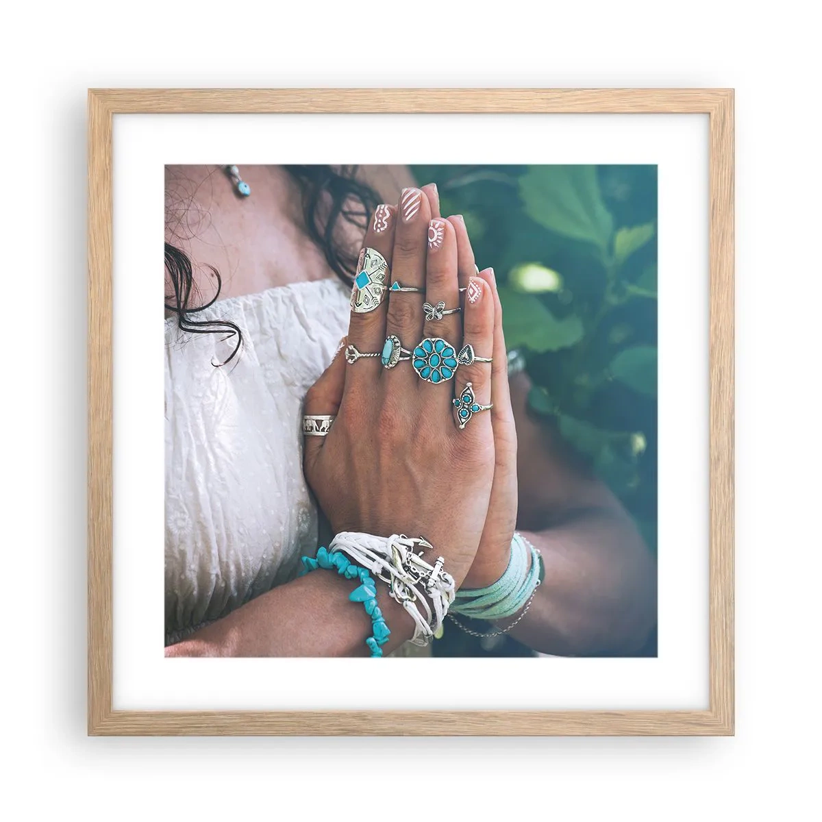 Poster în ramă de stejar deschis - Bine ați venit în centrul ființei - 40x40 cm