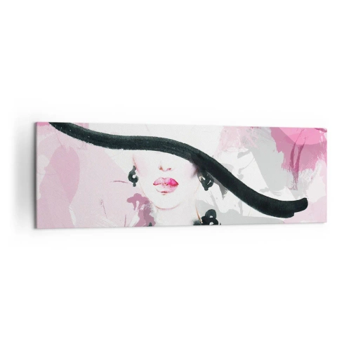 Tablou pe pânză - Studiu unei dame în negru și roz - 160x50 cm