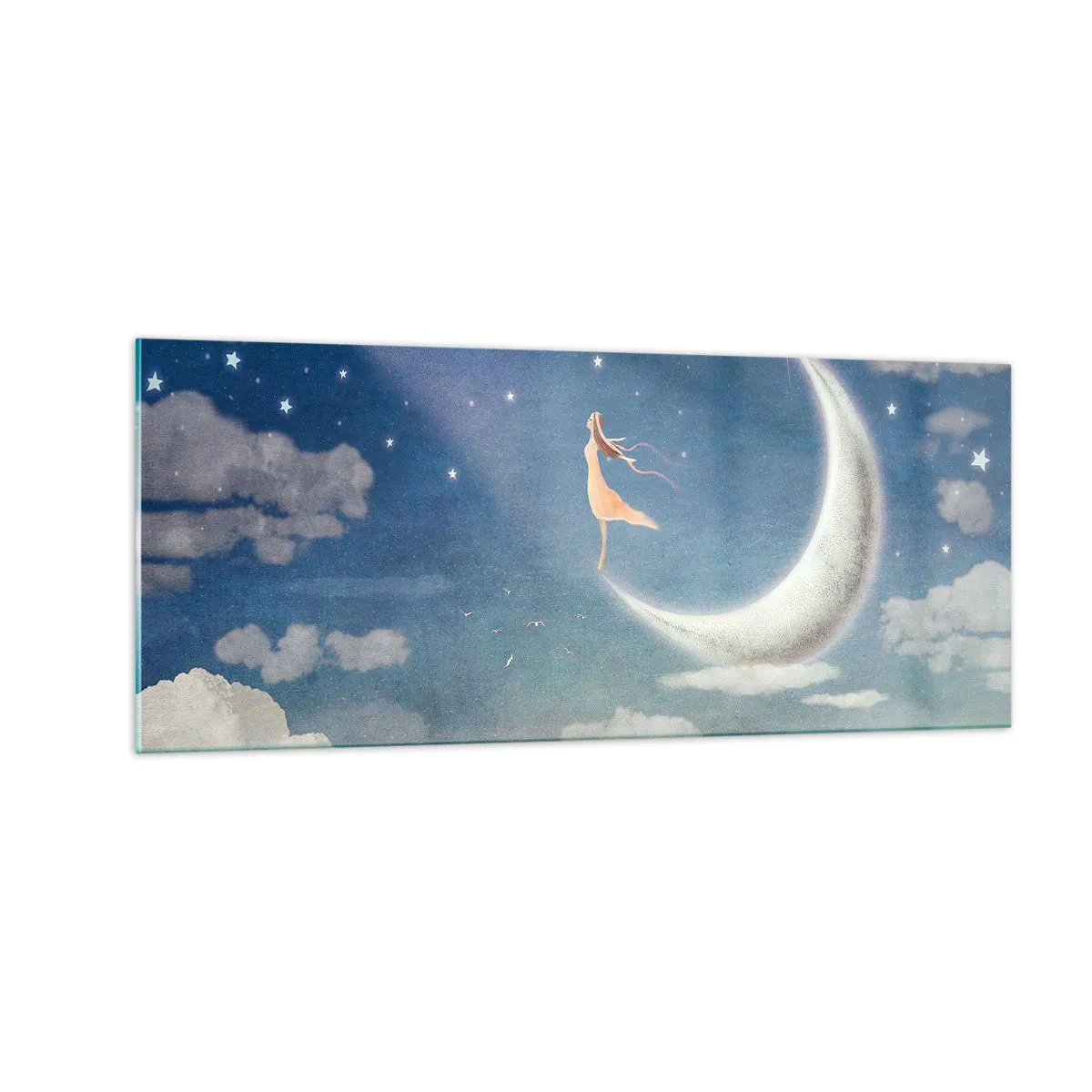 Tablou pe sticlă - Provocatoare în albastru - 100x40 cm
