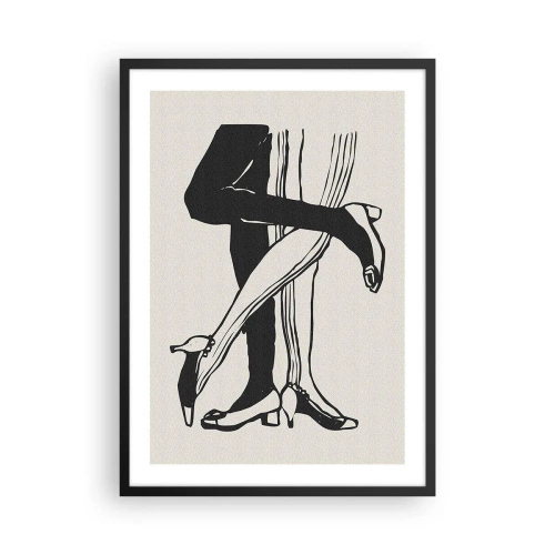 Poster în ramă neagră - Ilustrație alb-negru a picioarelor împletite care dansează - 50x70cm - Atributul feminin - Decorațiune modernă pentru perete pentru living și dormitor ARTTOR