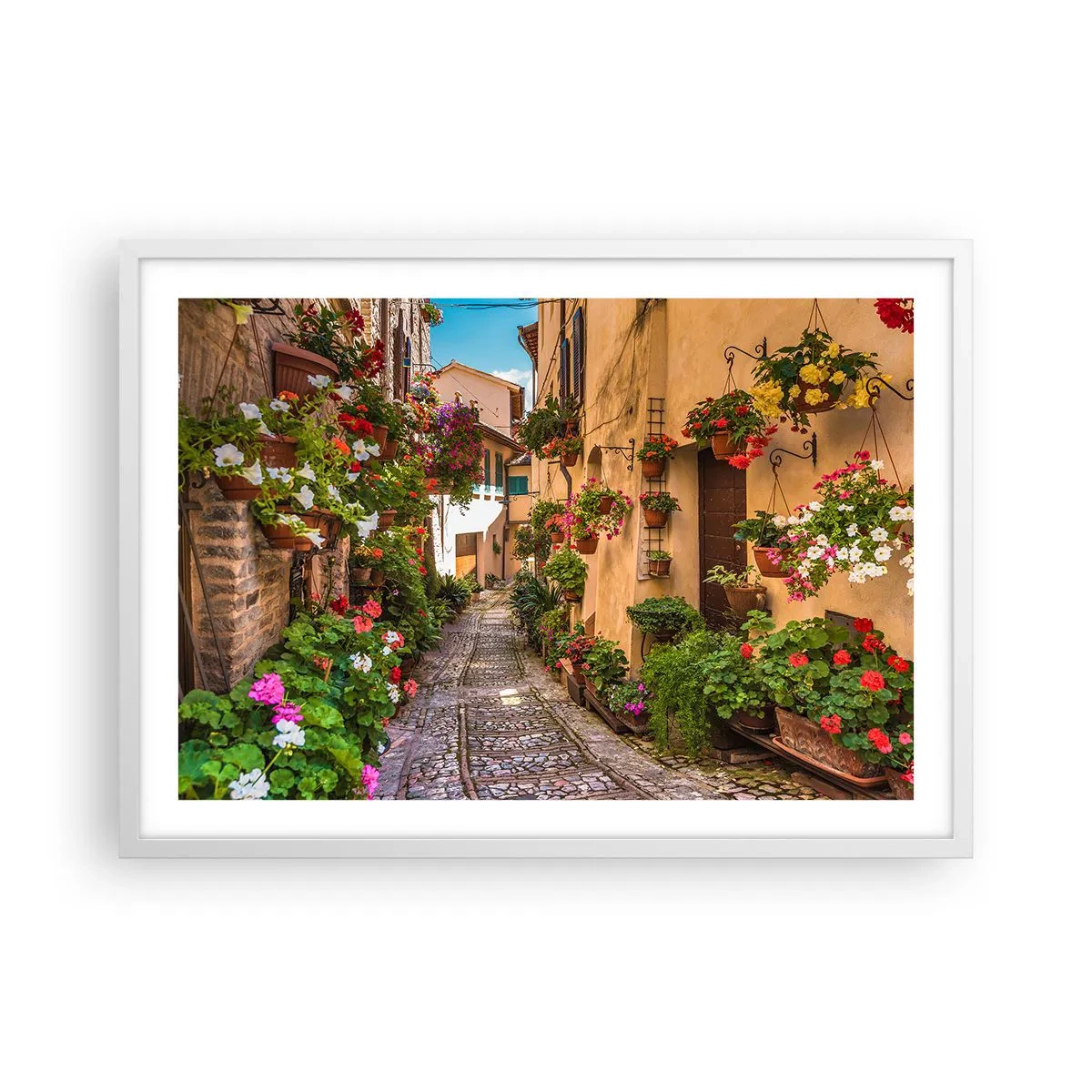 Poster în ramă albă - Străduță italiană - 70x50 cm