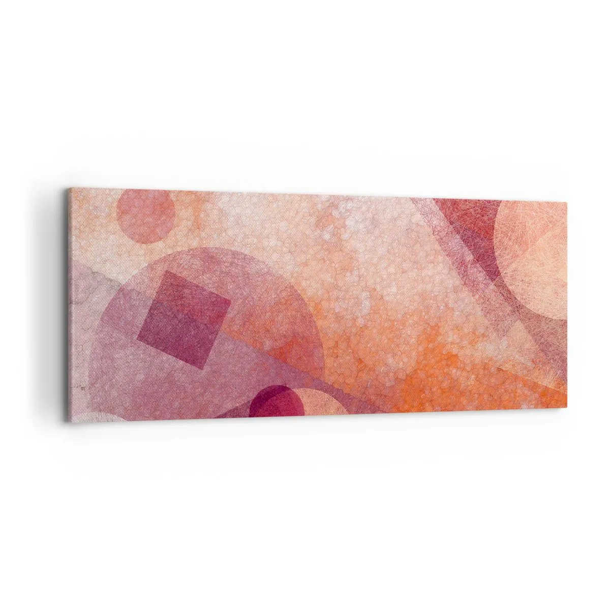 Tablou pe pânză - Transformări geometrice în roz - 120x50 cm