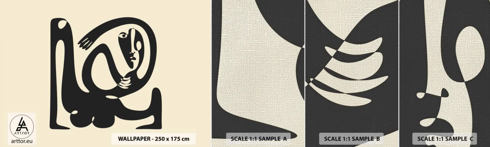 Mostră tapet Premium Canvas - Aproape Picasso - Abstracția, Bucată, Grafică - 100x30 cm