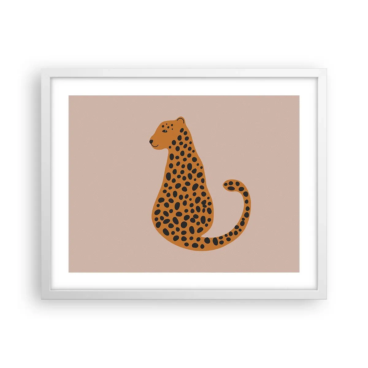 Poster în ramă albă - Modelul leopard este tot timpul la modă - 50x40 cm