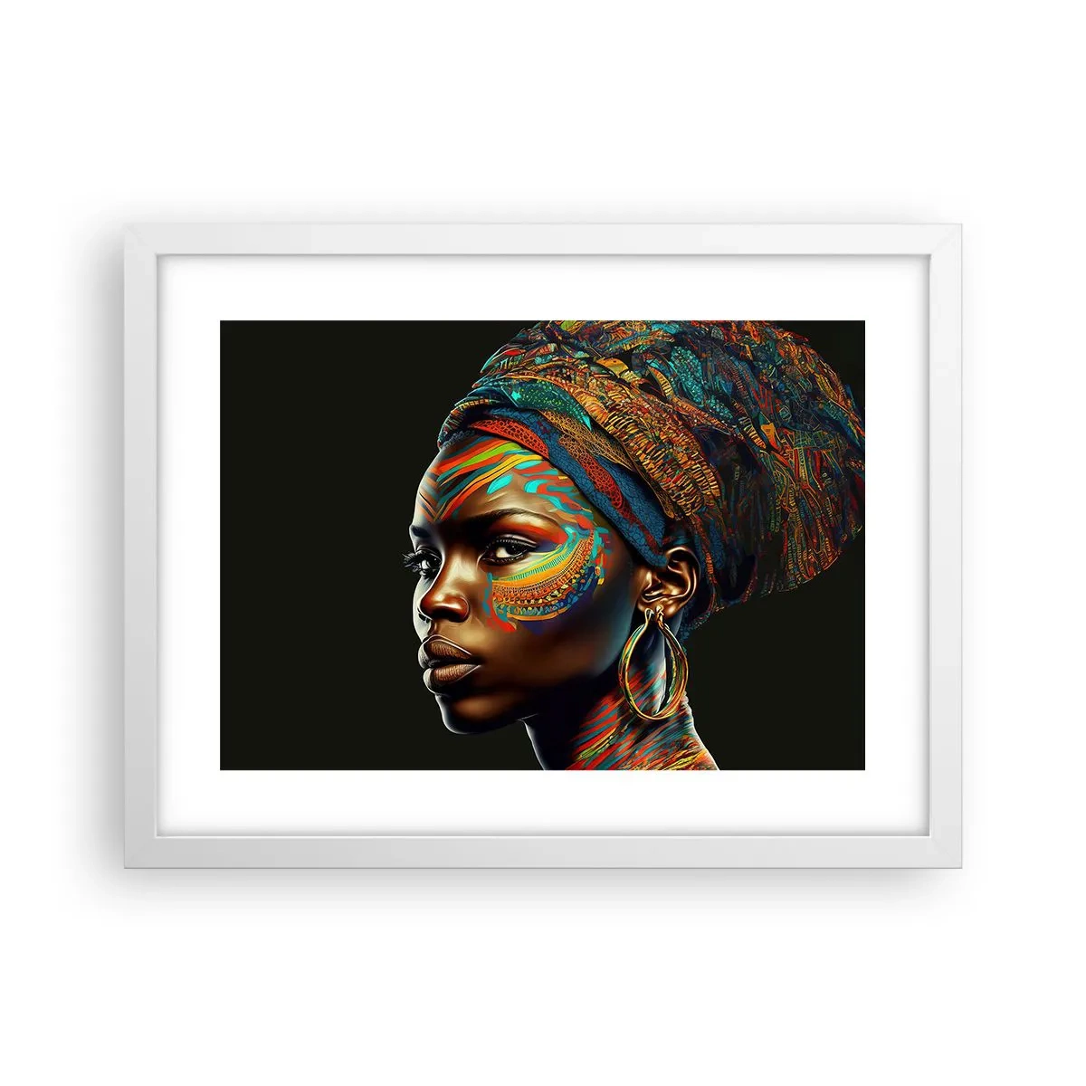 Poster în ramă albă - Regina africană - 40x30 cm