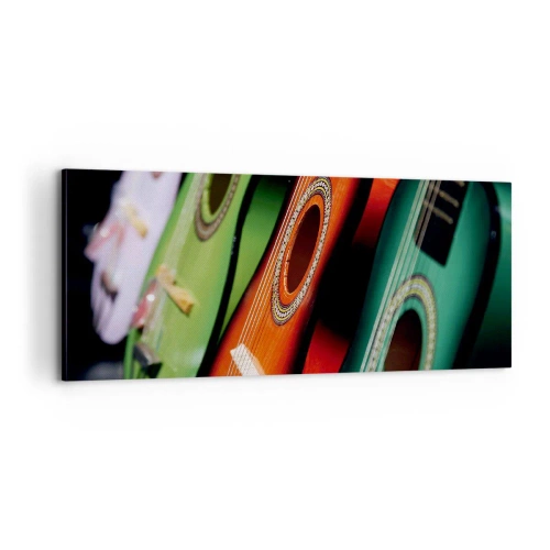 Tablou pe pânză - Chitara are multe culori - 100x40 cm