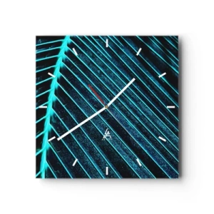 Ceas de perete - Ceas pe sticlă - Textura verdelui - 30x30 cm