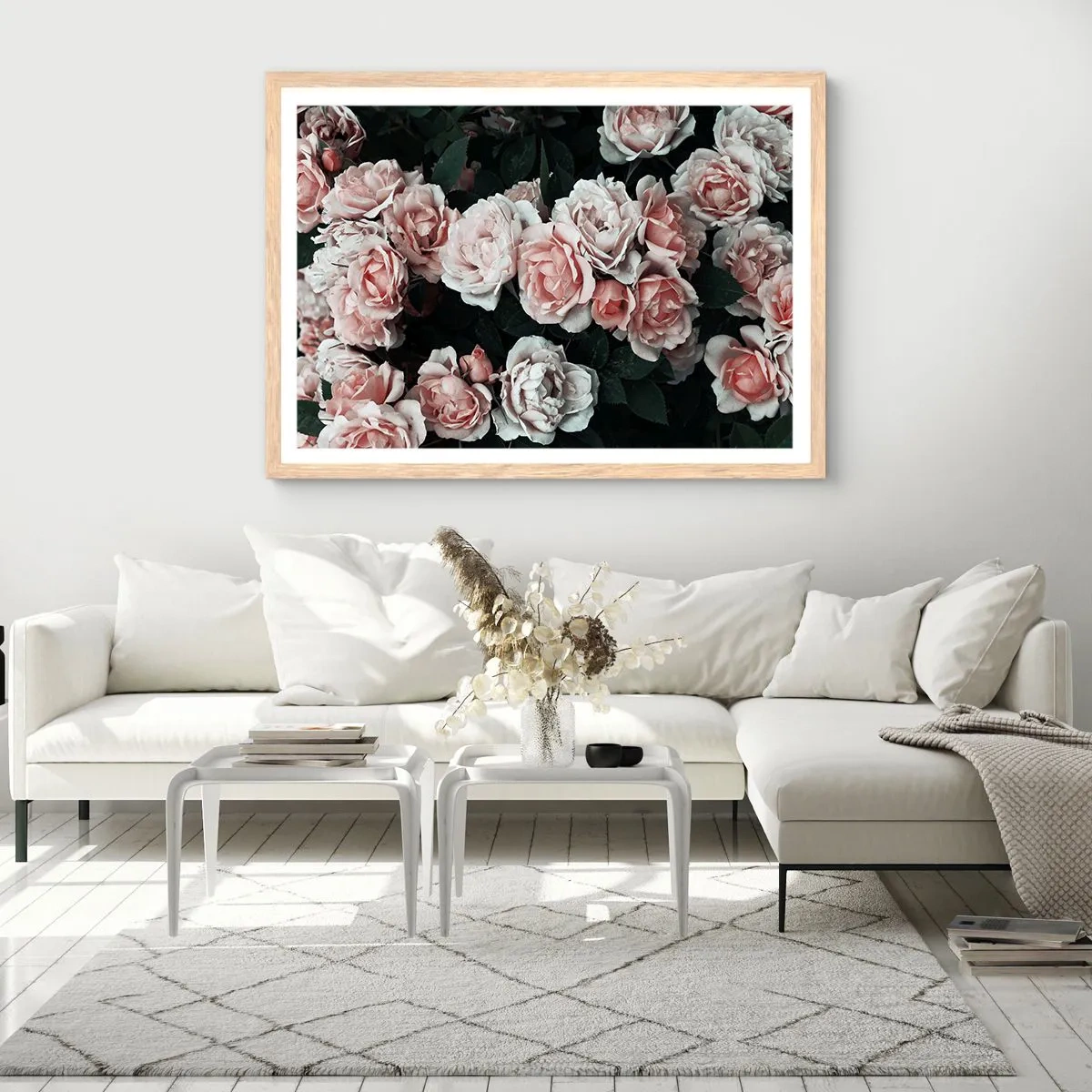 Poster în ramă de stejar deschis - Ansamble de trandafiri - 50x40 cm