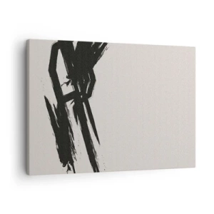 Tablou pe pânză Canvas - Pensule dinamice în negru pe un fundal deschis - 70x50cm - Un impuls de neoprit - Decorațiune modernă pentru perete pentru living și dormitor ARTTOR