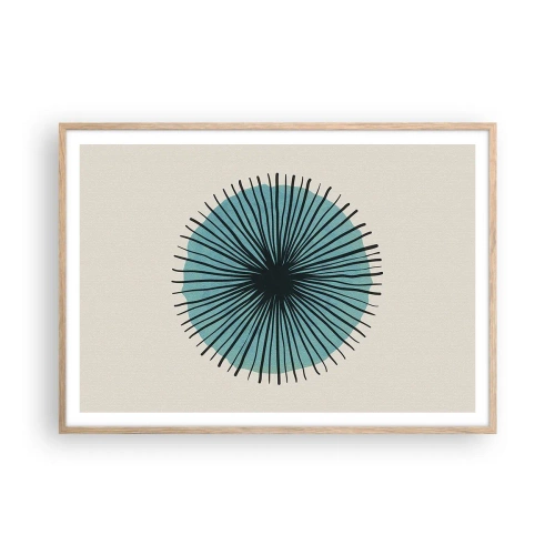 Poster în ramă de stejar deschis - Radiant pe albastru - 100x70 cm