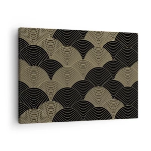 Tablou pe pânză Canvas - Model Art Deco cu semicercuri și linii aurii - 70x50cm - Unitate în multiplicitate - Decorațiune modernă pentru perete pentru living și dormitor ARTTOR