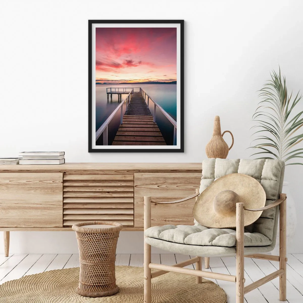 Poster în ramă neagră - Flacăra blândă a serii - 61x91 cm
