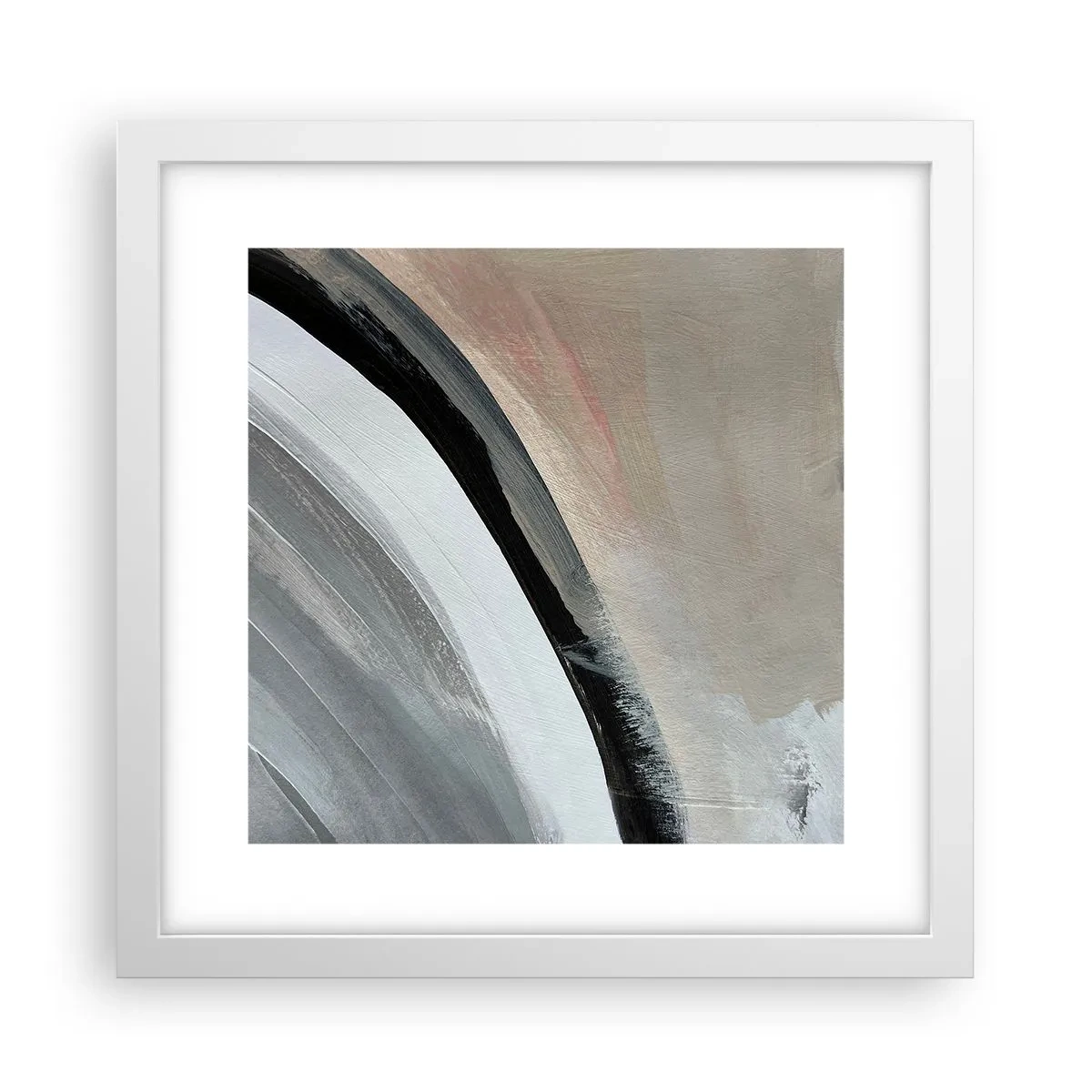 Poster în ramă albă - Compoziție: arc de negru și gri - 30x30 cm