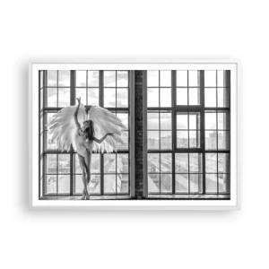 Poster în ramă albă - Orașul îngerilor dansatori? - 100x70 cm