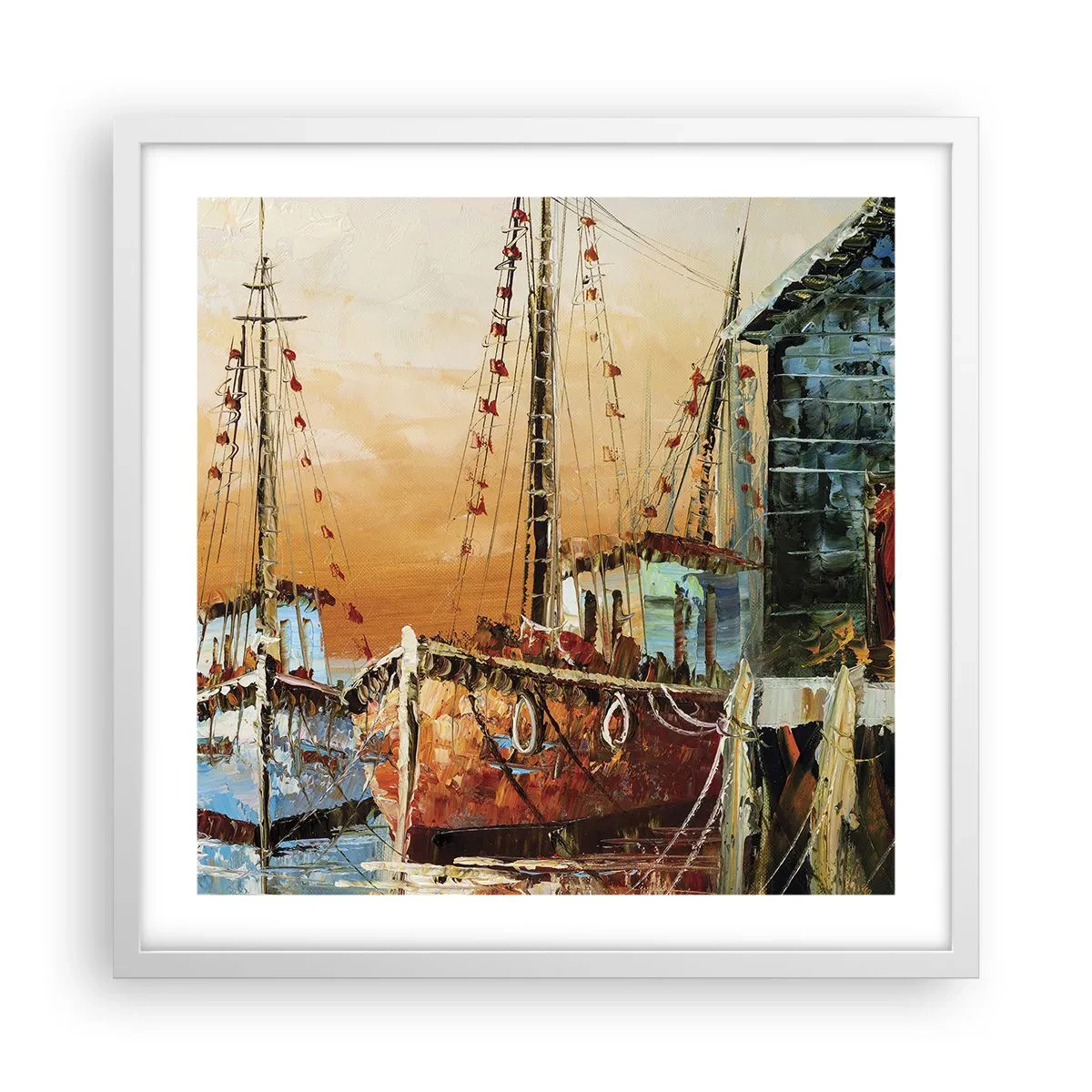 Poster în ramă albă - Întoarcere pașnică - 50x50 cm