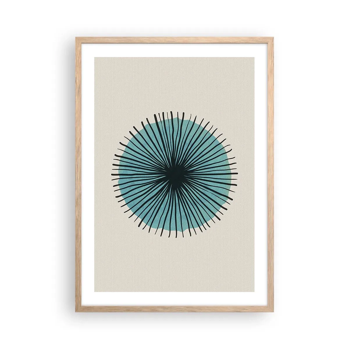 Poster în ramă de stejar deschis - Radiant pe albastru - 50x70 cm
