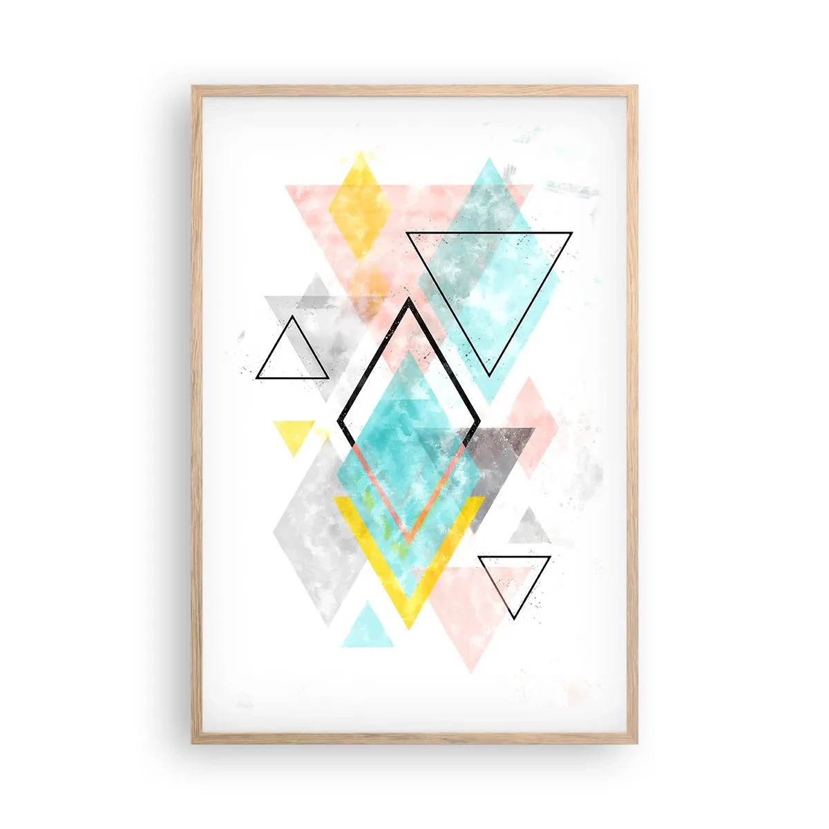 Poster în ramă de stejar deschis - Joc geometric - 61x91 cm