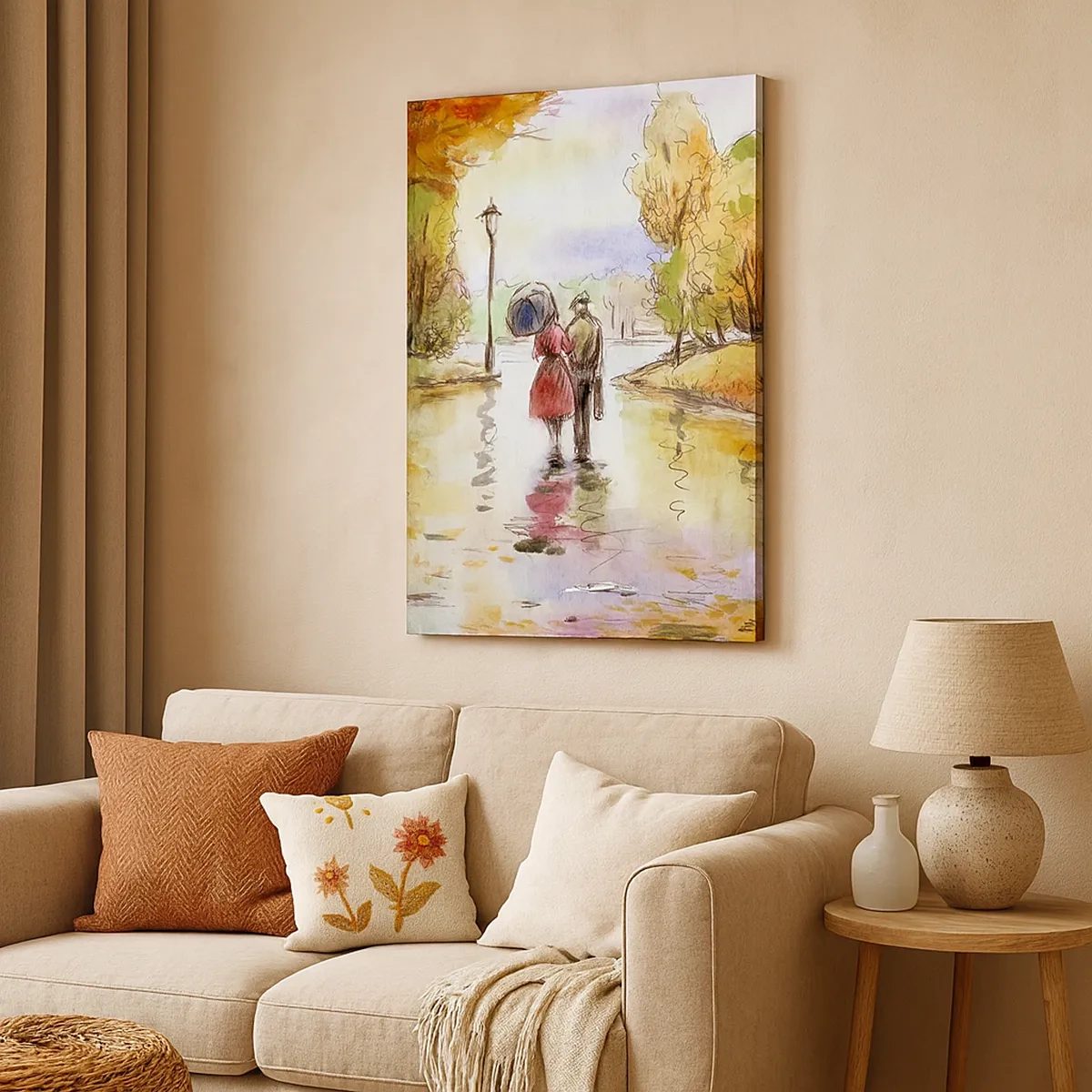Tablou pe pânză - Toamnă romantică în parc - 50x70 cm