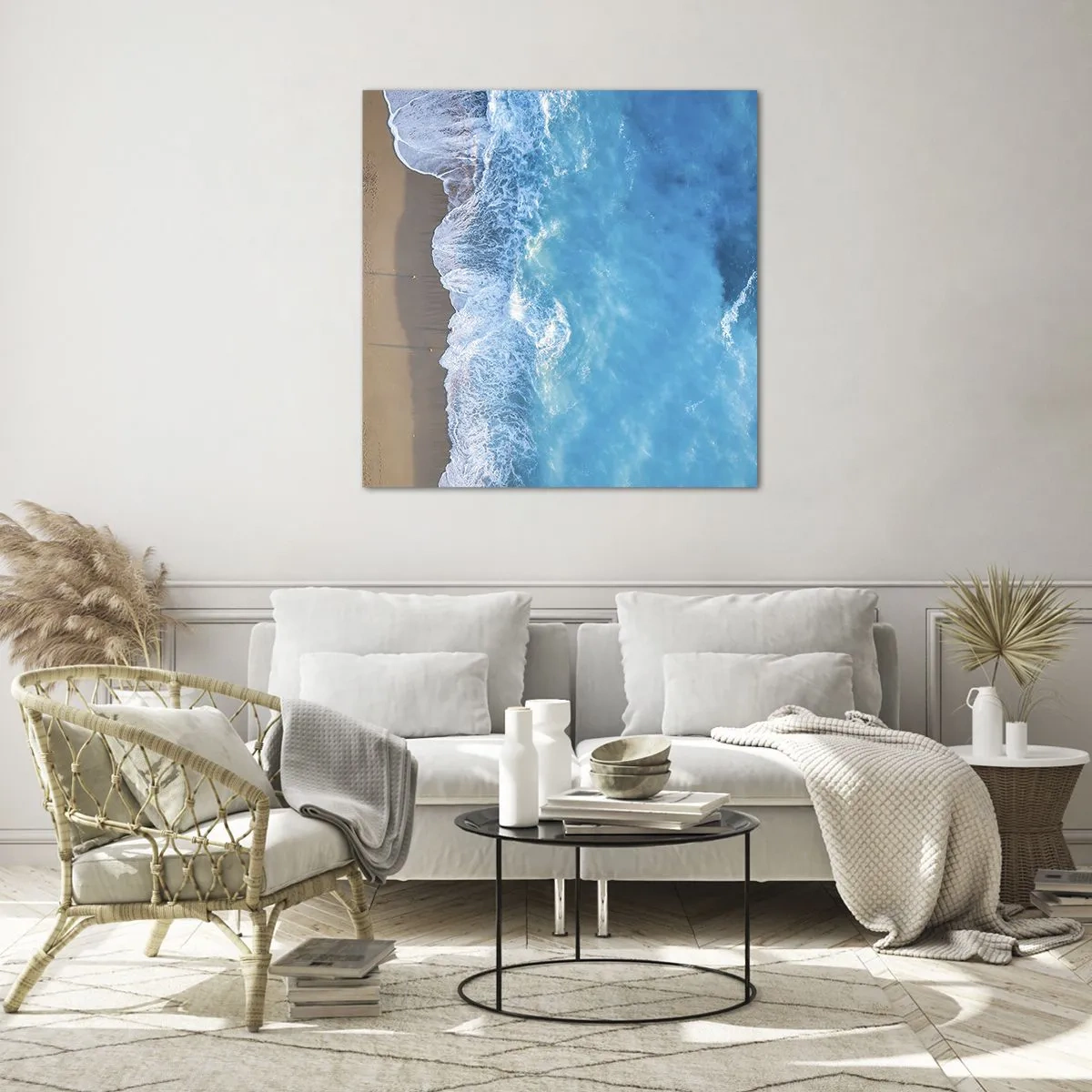 Tablou pe sticlă - Puterea albastrului - 30x30 cm