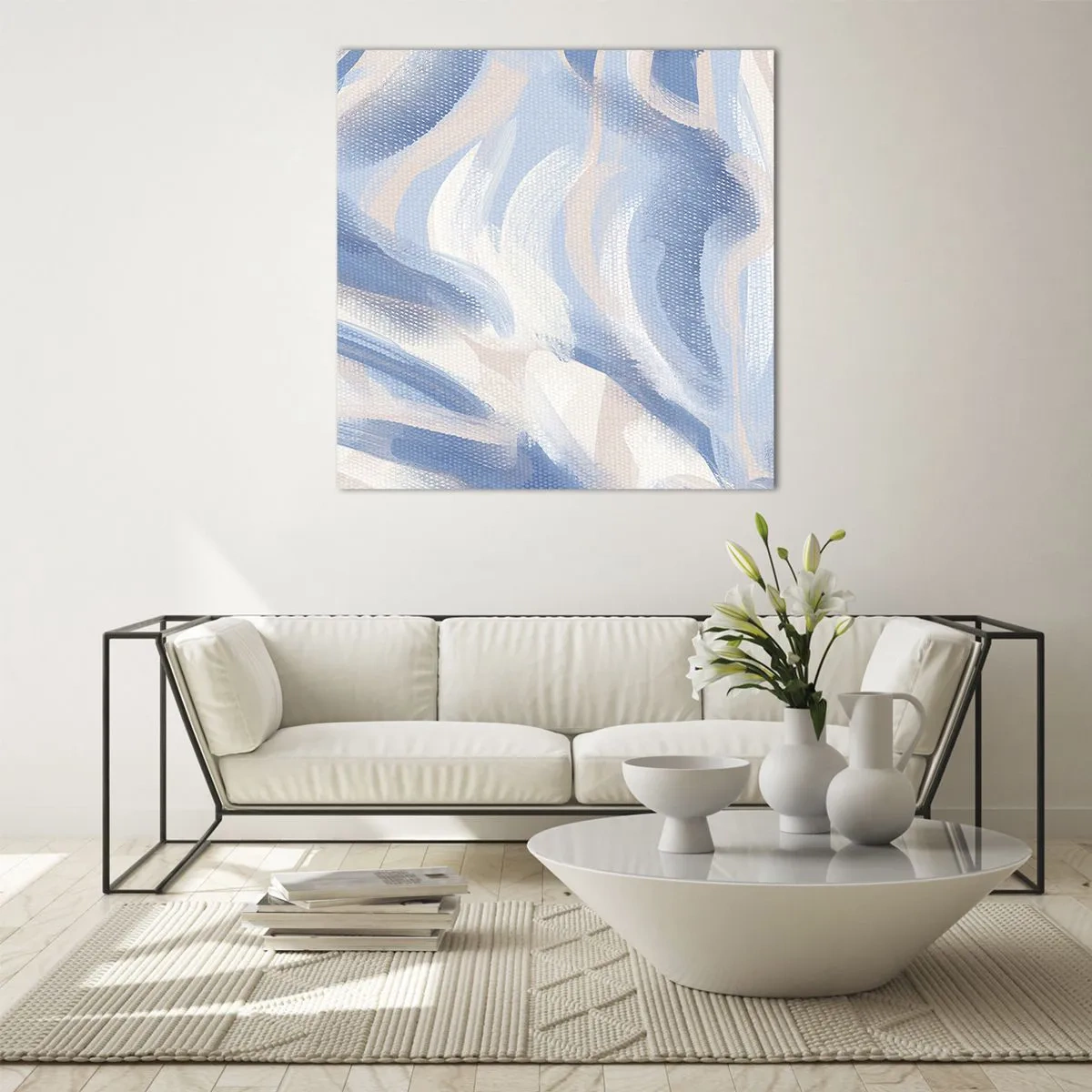 Tablou pe sticlă - Undele albastre - 60x60 cm