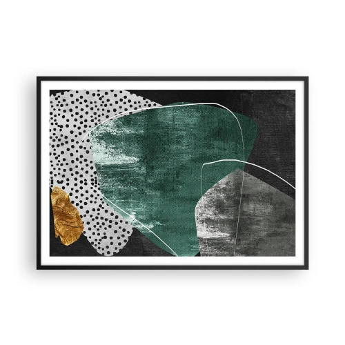 Poster în ramă neagră - Abstracție colorată cu fulgi de aur - 100x70 cm