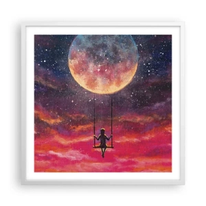 Poster în ramă albă - Cu capul în nori - 60x60 cm